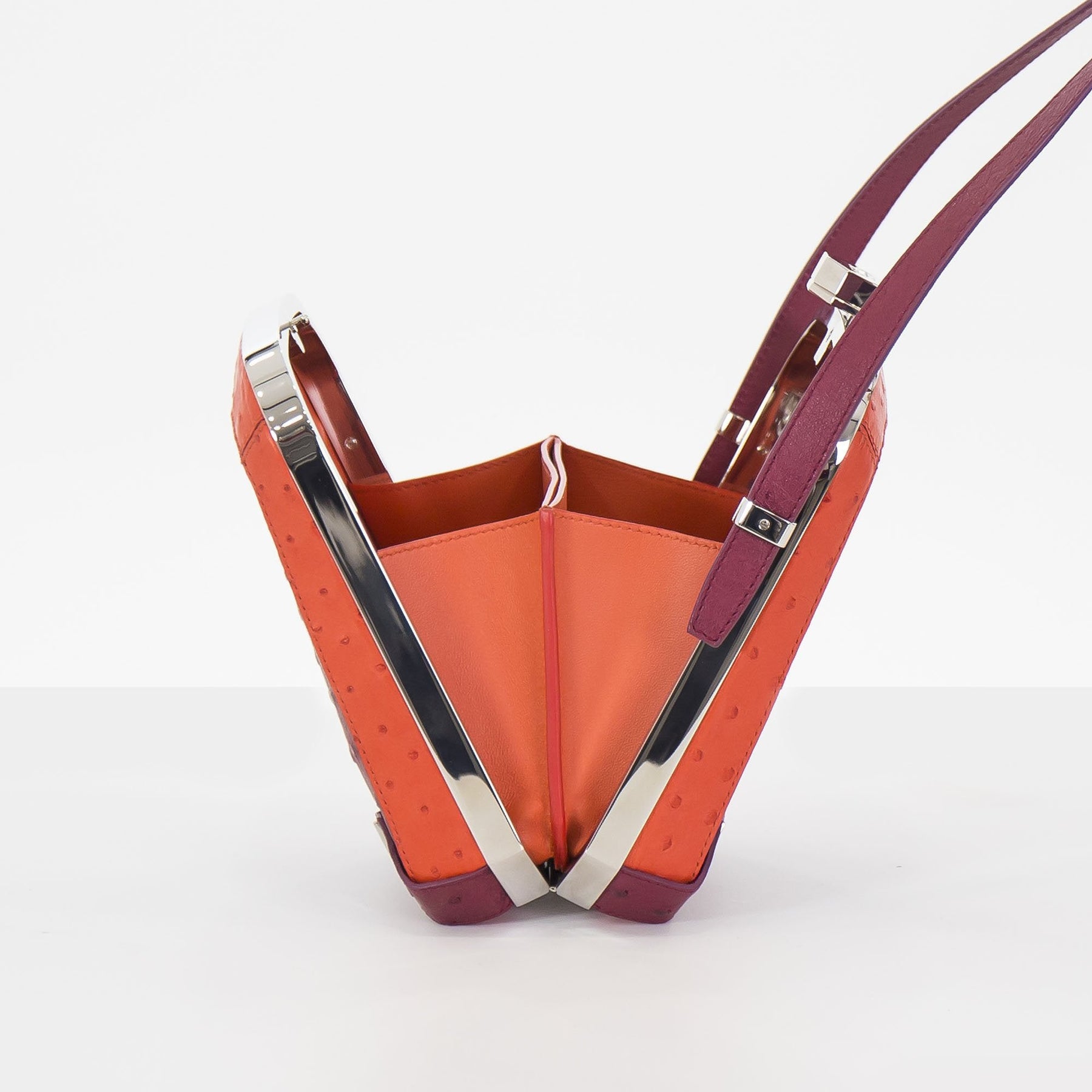 MINERVA in Raspberry Ostrich-DOTTI Luxury Handbag
