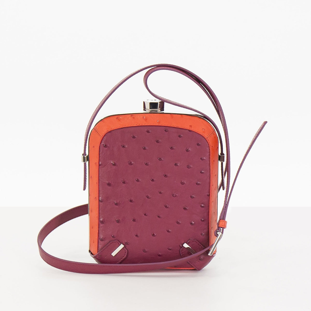 MINERVA in Raspberry Ostrich-DOTTI Luxury Handbag