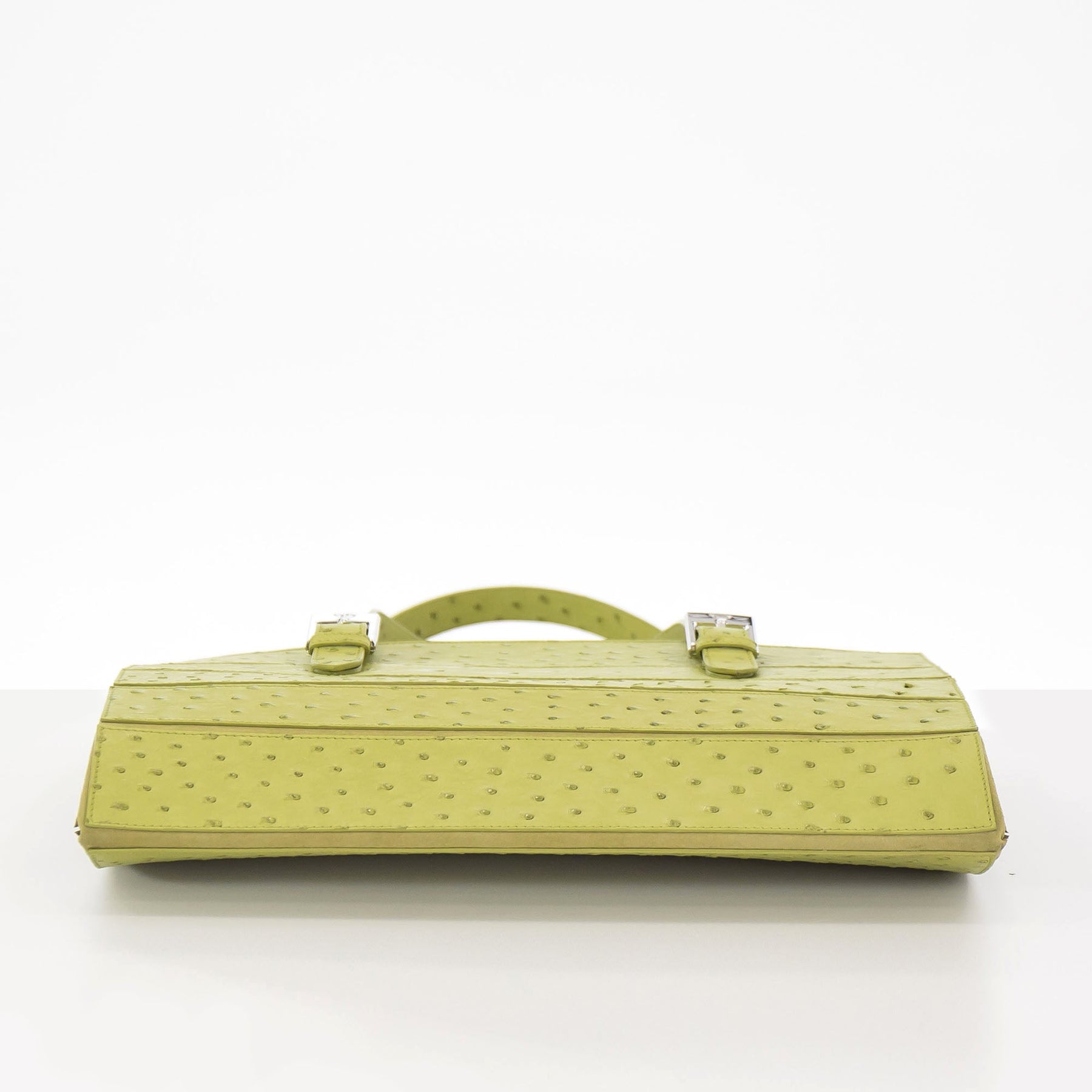 FLORA in Chartreuse Ostrich-DOTTI Luxury Handbags. Made in Italy