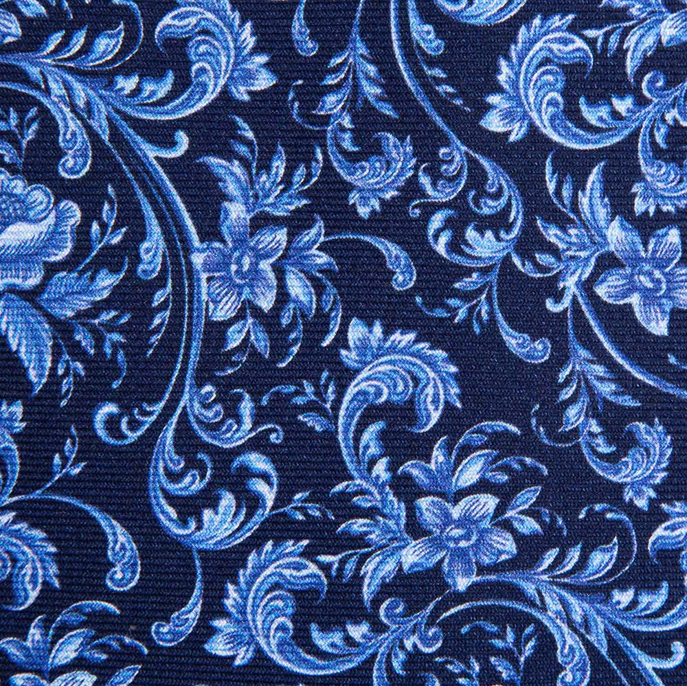 Bespoke Blue Art Nouveau Motif Twill Silk Tie