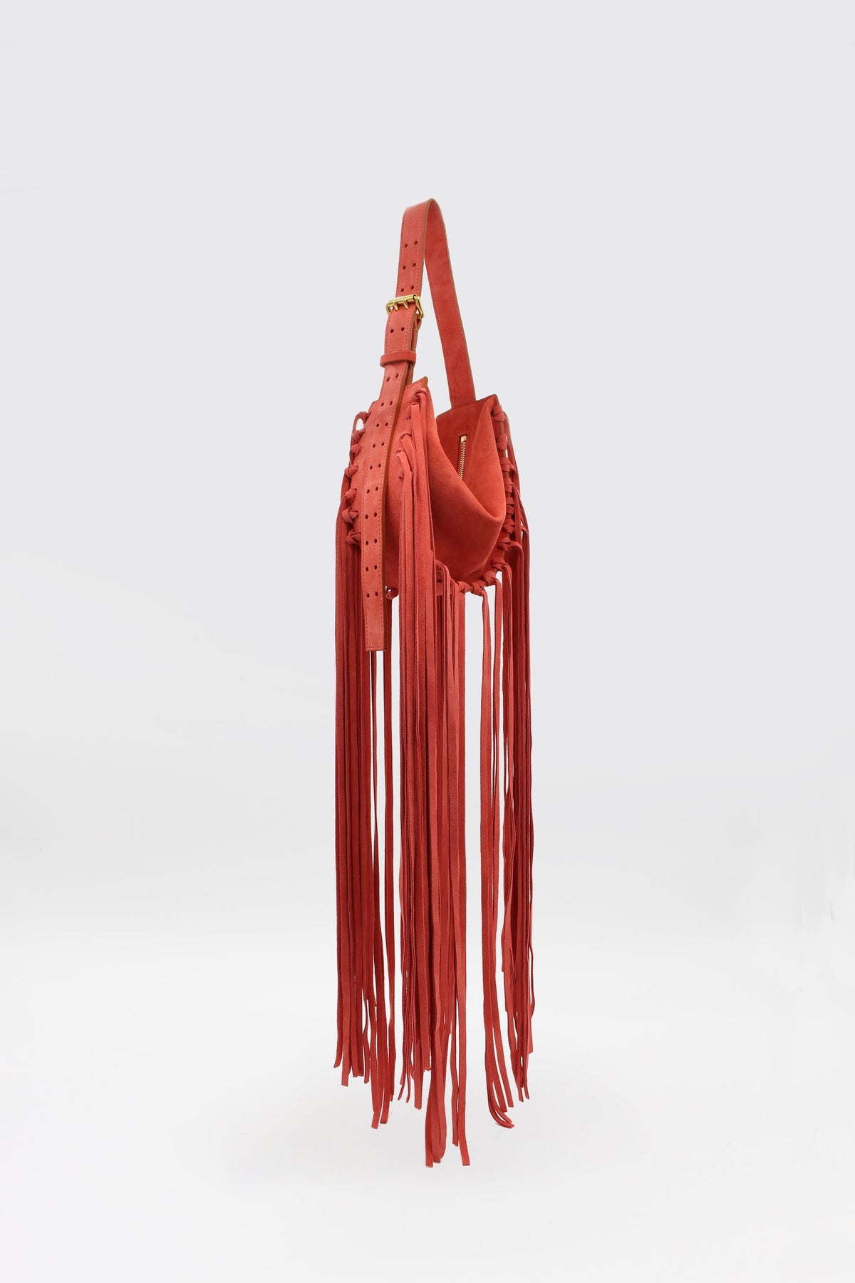 L'Amaca Bag Midi Fringes Suede Tomato