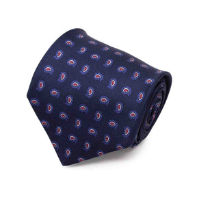 navy blue small pink paisley patterned silk tie