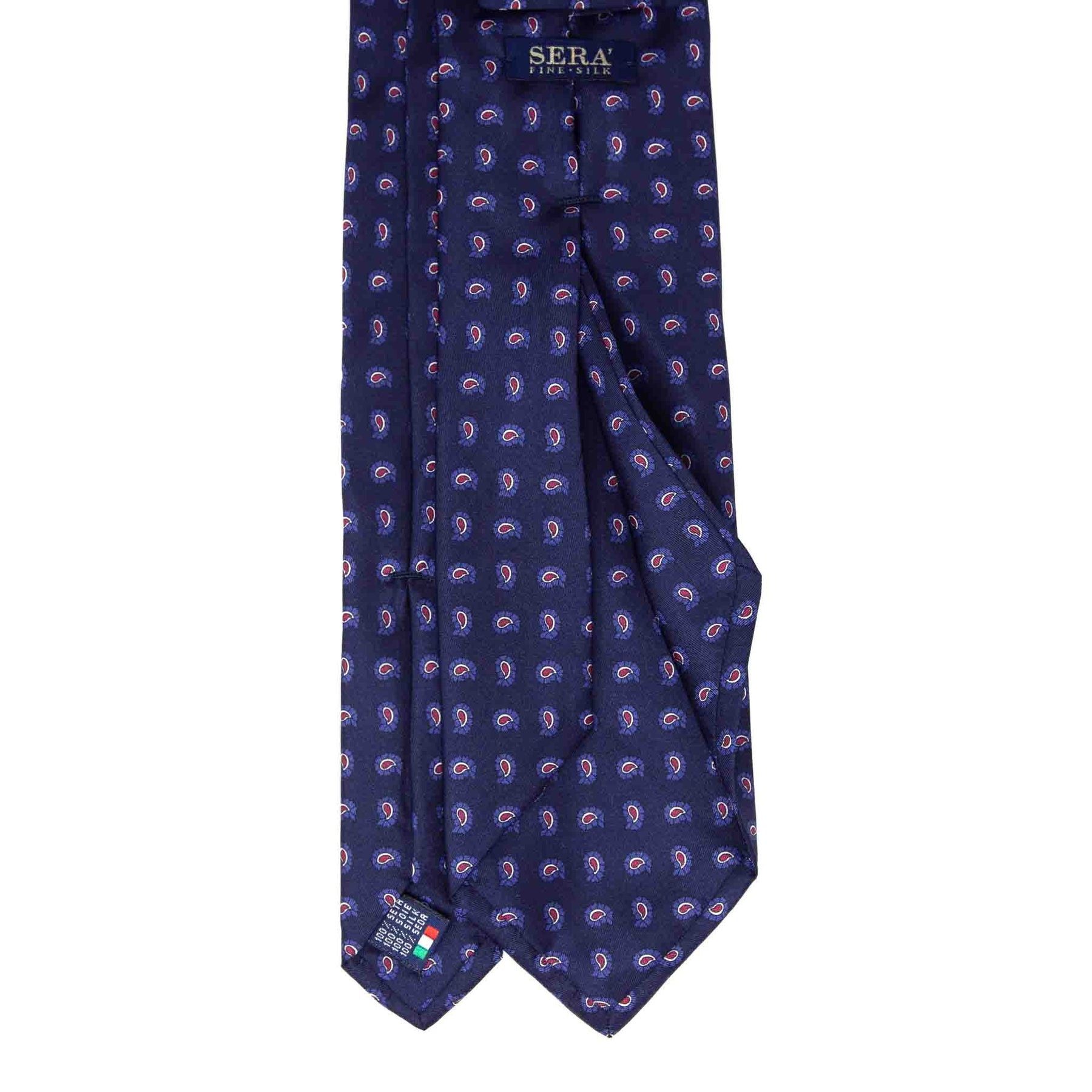 navy blue small pink paisley patterned silk tie - serà fine silk