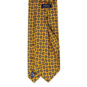 yellow with navy patterned silk tie - serà fine silk