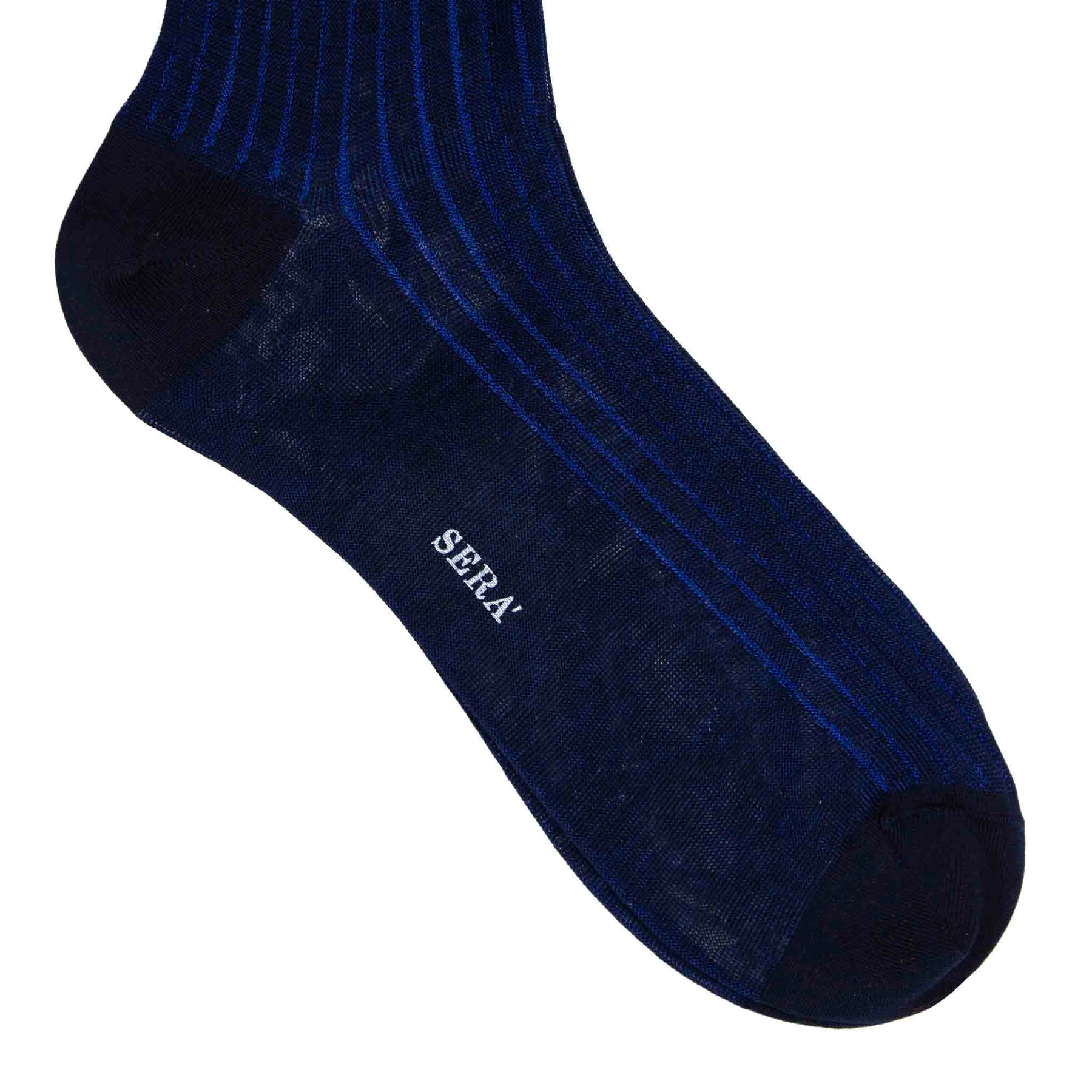 Navy & Royal Blue Striped Socks | Serà Fine Silk